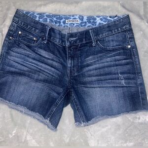 Express Dark Blue Denim Cutoff Shorts